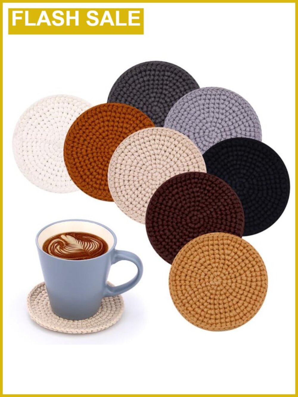 Beginner Crochet Kit for Adults Coaster Crochet Set 8 PCS Yarn Hook